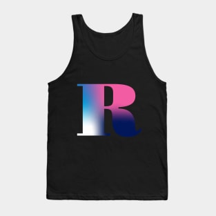 Capital Letter R Monogram Gradient Pink Blue White Tank Top